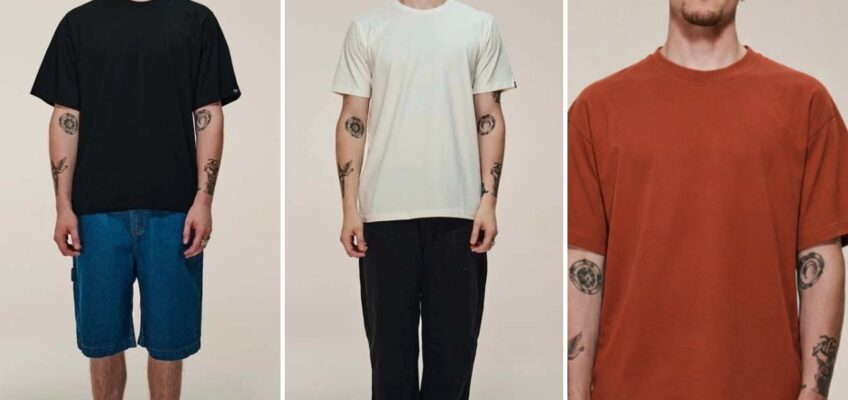 Camisetas de algodão pima Nephew nas cores preta, off white e marrom